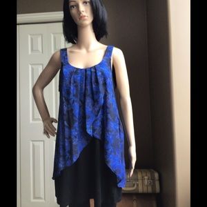 Clientele Sleeveless Black and Blue Top